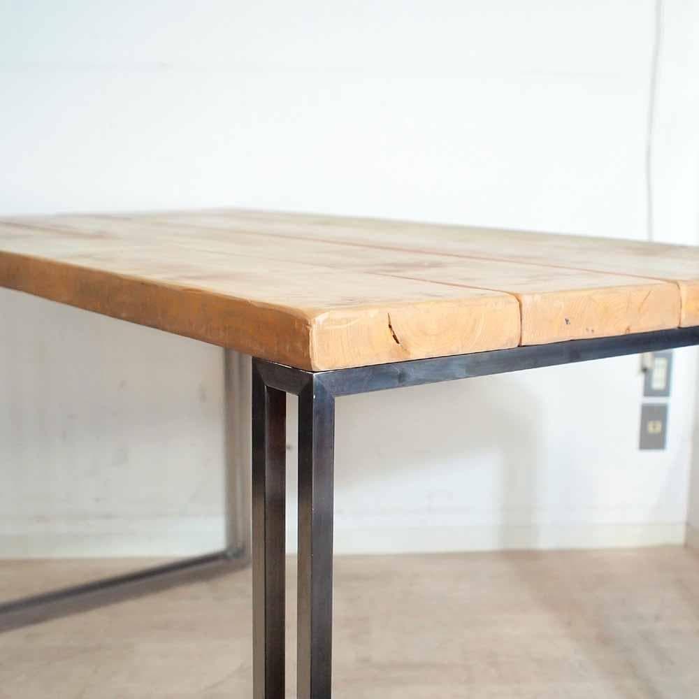 ステンレスフレーム パイン材 テーブル 店舗什器 ガレージ ZR24384