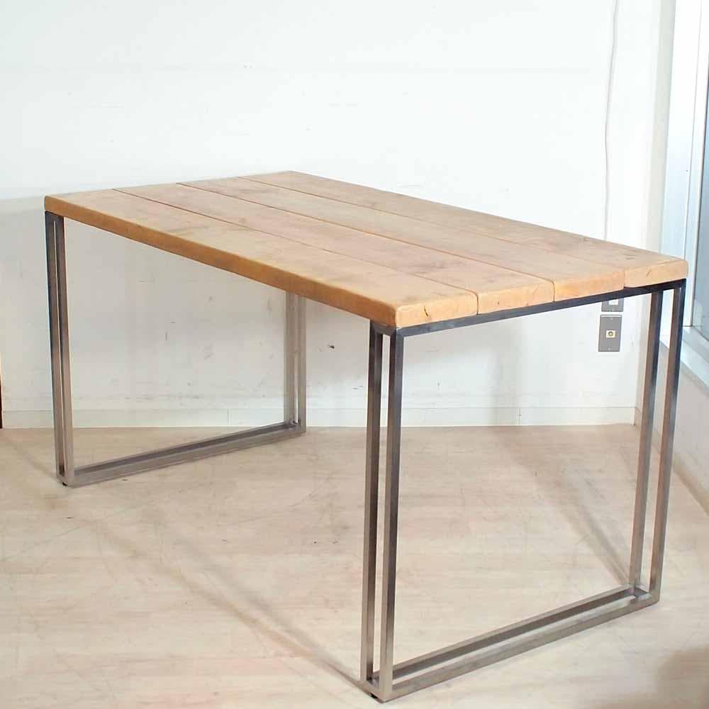 ステンレスフレーム パイン材 テーブル 店舗什器 ガレージ ZR24384