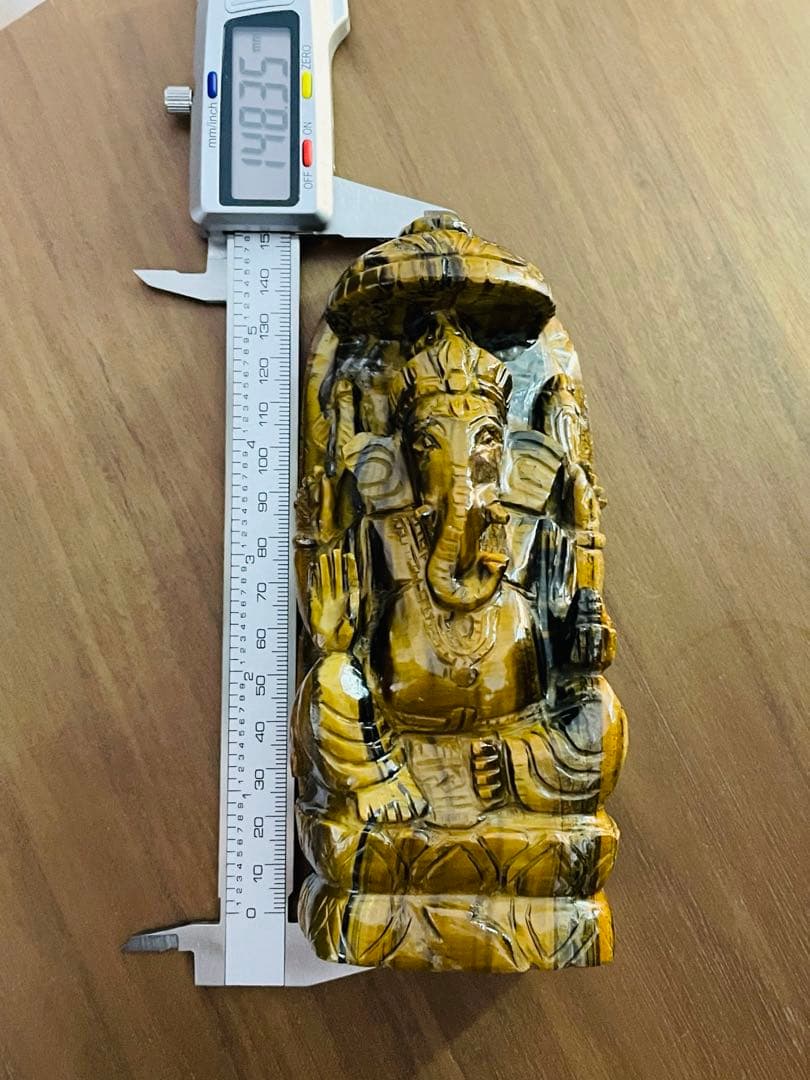 天然石 縁起物 置物 タイガーアイ ガネーシャ像 パワーストーン 金運