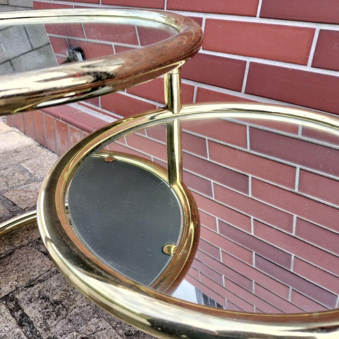 値下げ！ミッドセンチュリーデザイン 3段ラウンドテーブル ガラスサイドテーブル