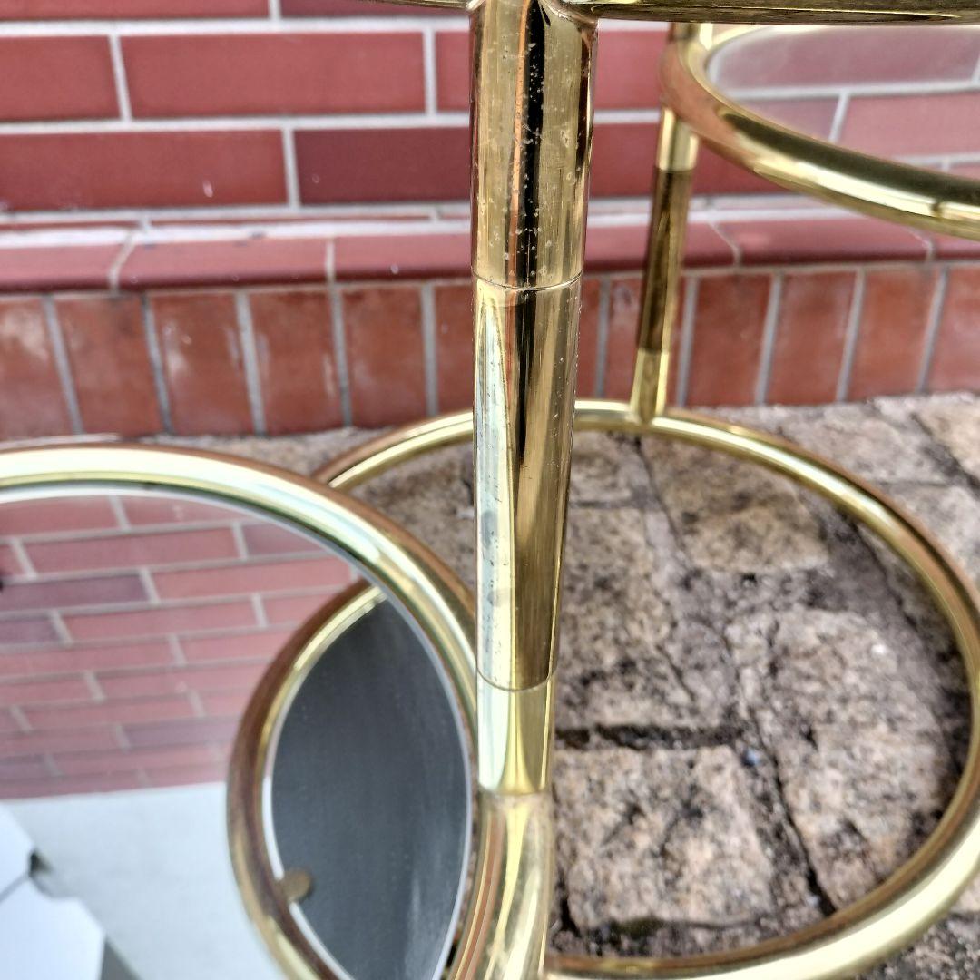 値下げ！ミッドセンチュリーデザイン 3段ラウンドテーブル ガラスサイドテーブル