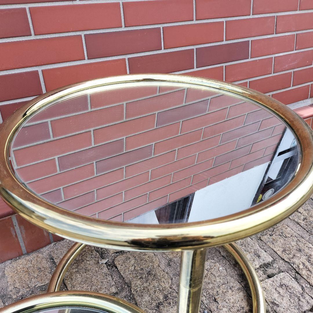 値下げ！ミッドセンチュリーデザイン 3段ラウンドテーブル ガラスサイドテーブル