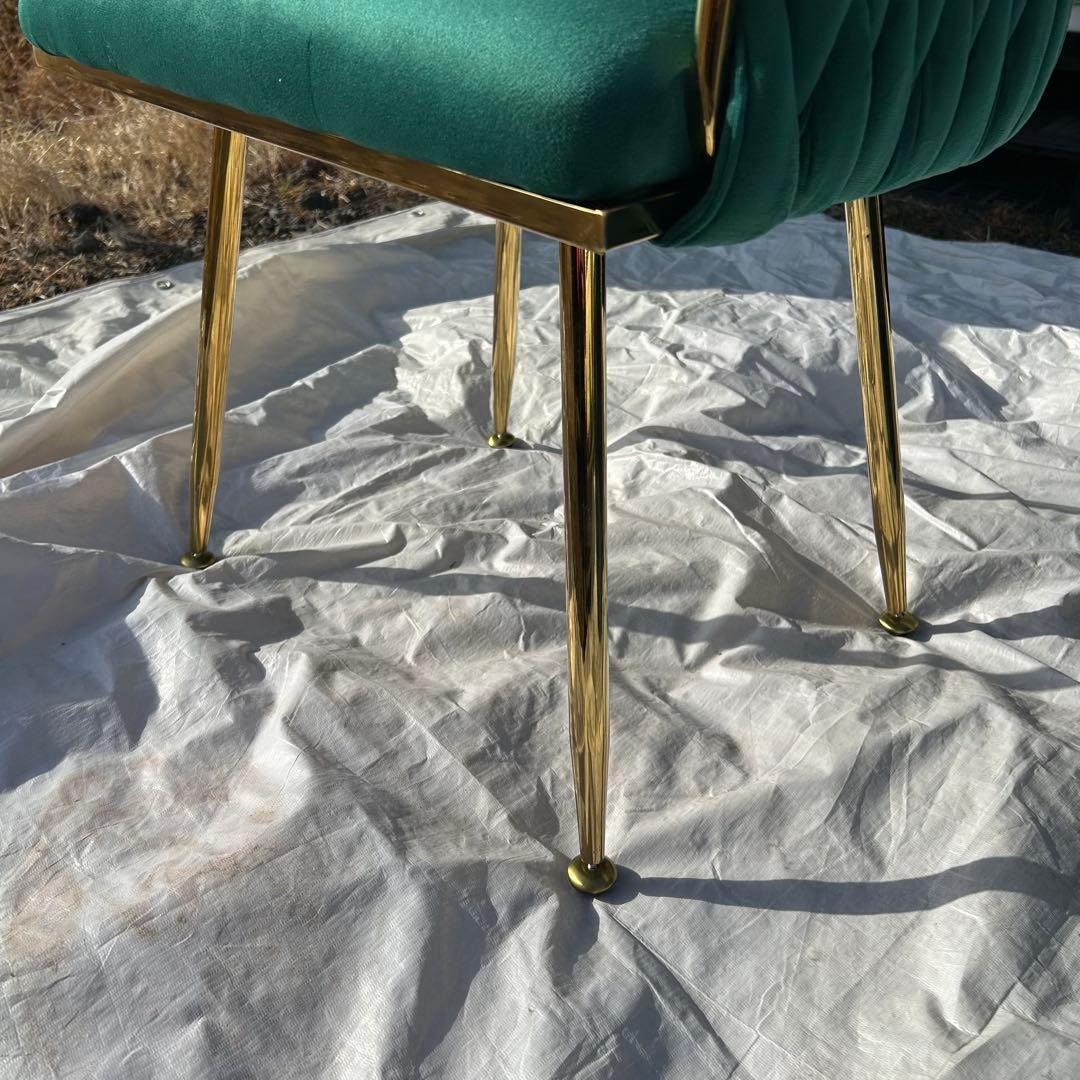 チェアのみ　ダークグリーン ベルベット 1人掛けソファ　オットマン