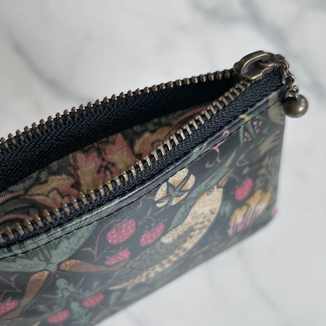 ウィリアムモリス　いちご泥棒 ブラック　カラビナポーチ キーホルダー