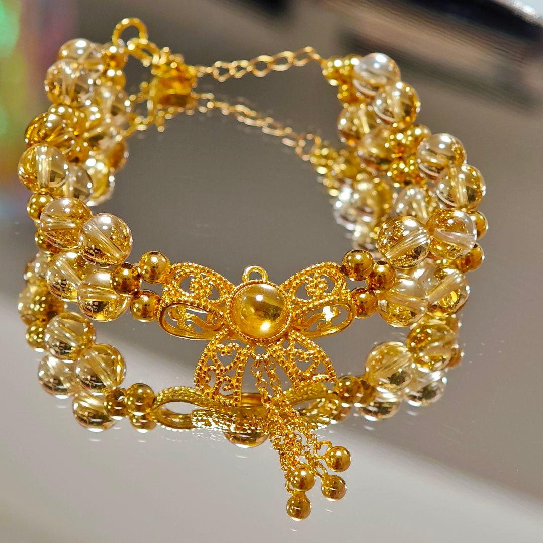 ​【金運・一点物】 シトリンブレスレット 天然石 S925 プリンセスデザイン