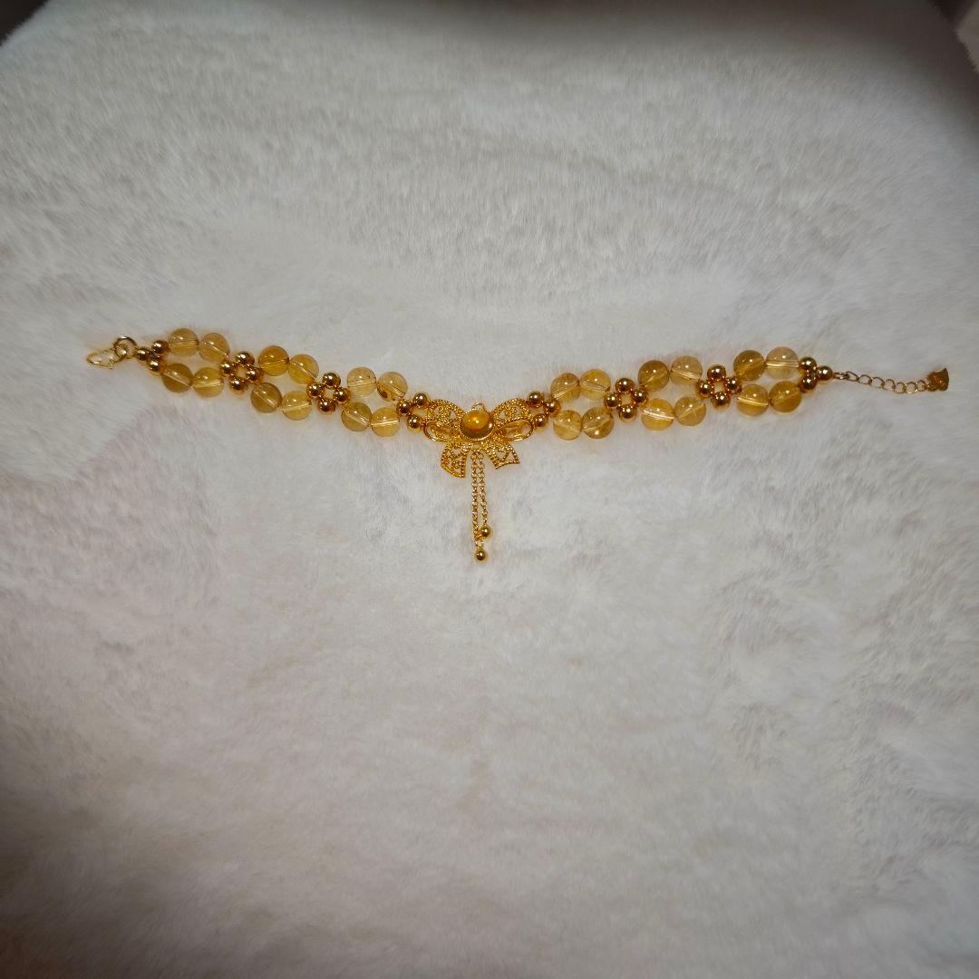 ​【金運・一点物】 シトリンブレスレット 天然石 S925 プリンセスデザイン