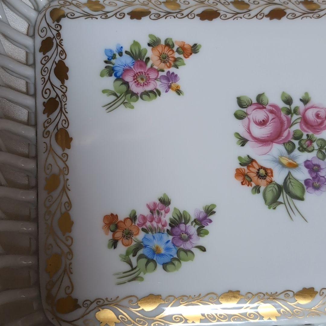 【綺麗♪】　HEREND ヘレンド 透かし編み ヌードルワーク トレイ