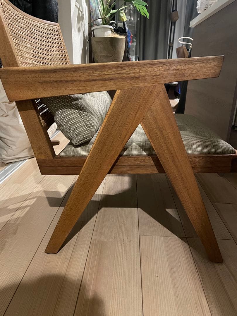 ラタン　ファブリック　ラウンジチェア