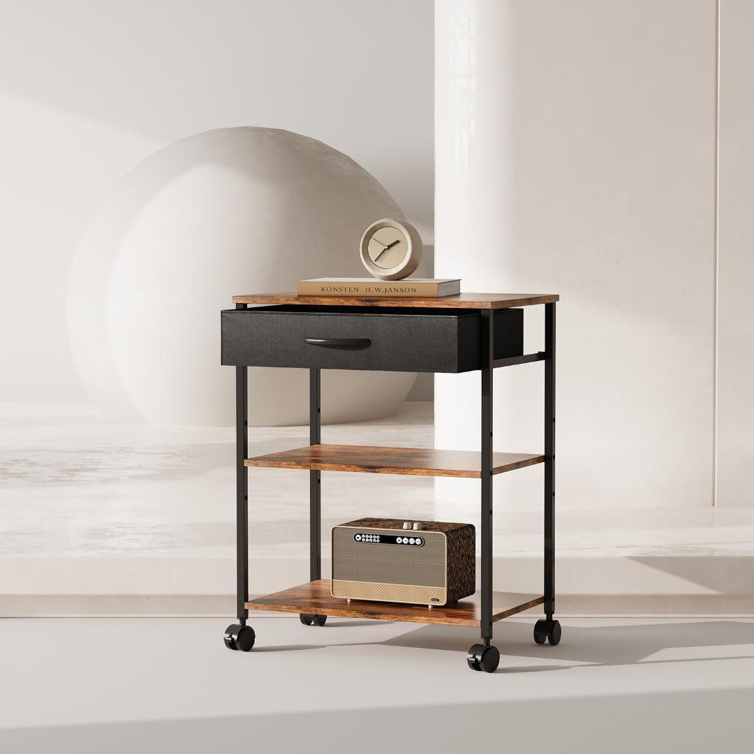 サイドワゴン プリンター台 PC 多機能 キャスター デスク