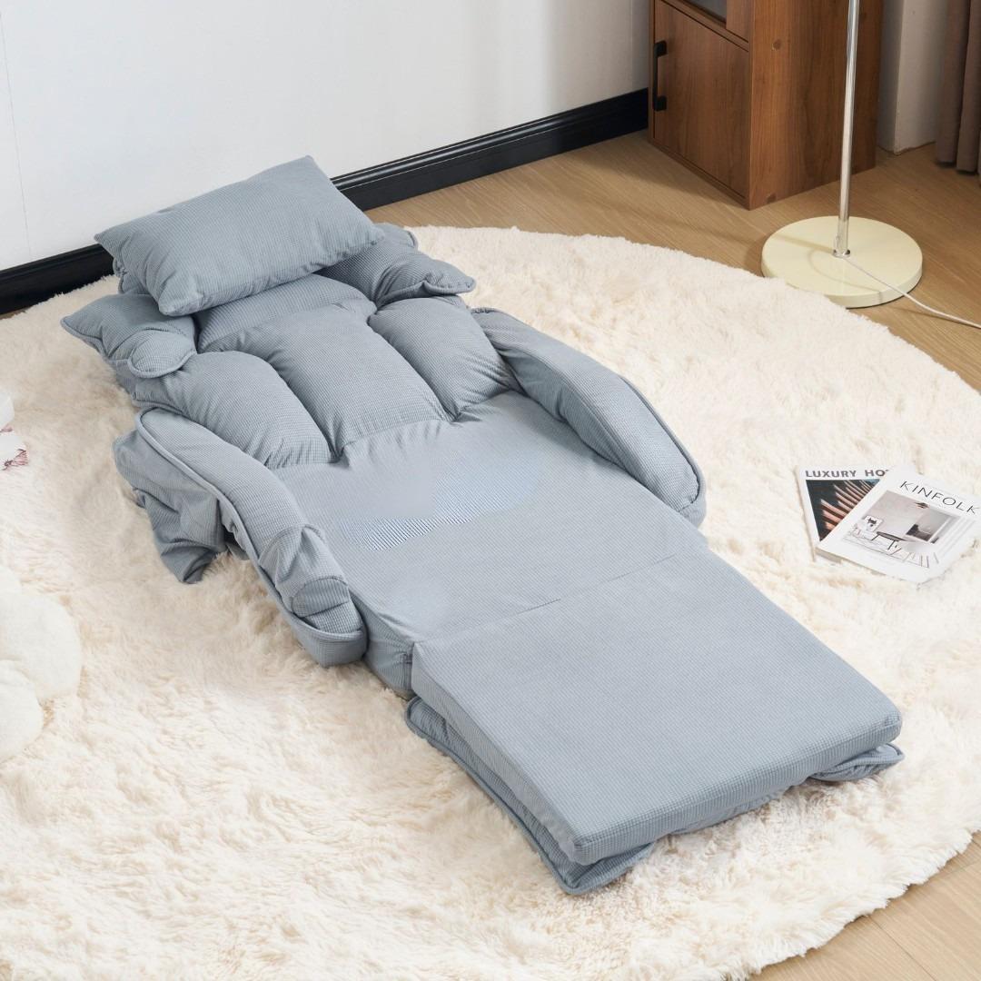 座椅子 ソファー 1人掛け ソファーベッド 2way 42段調整可 枕付き