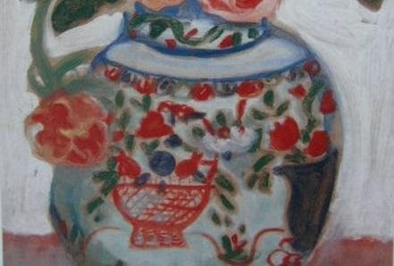 梅原龍三郎、【ばら】、希少な大判額装用画集より、美品、日本人画家、新品額装付