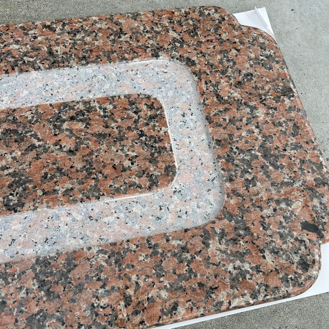 御影石　花崗岩　テーブル　台座持ち手加工あり　天板仕上げ　天板台座合わせ加工あり