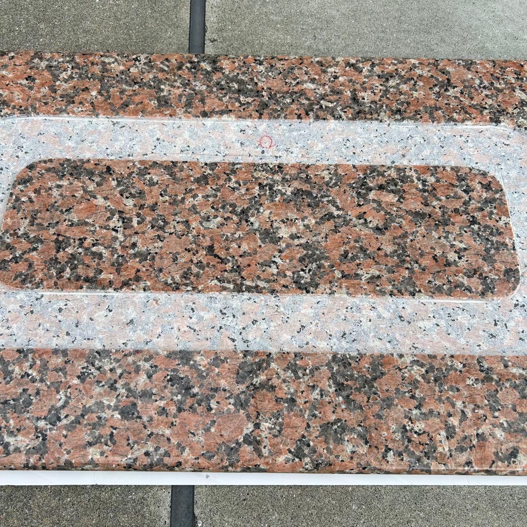 御影石　花崗岩　テーブル　台座持ち手加工あり　天板仕上げ　天板台座合わせ加工あり