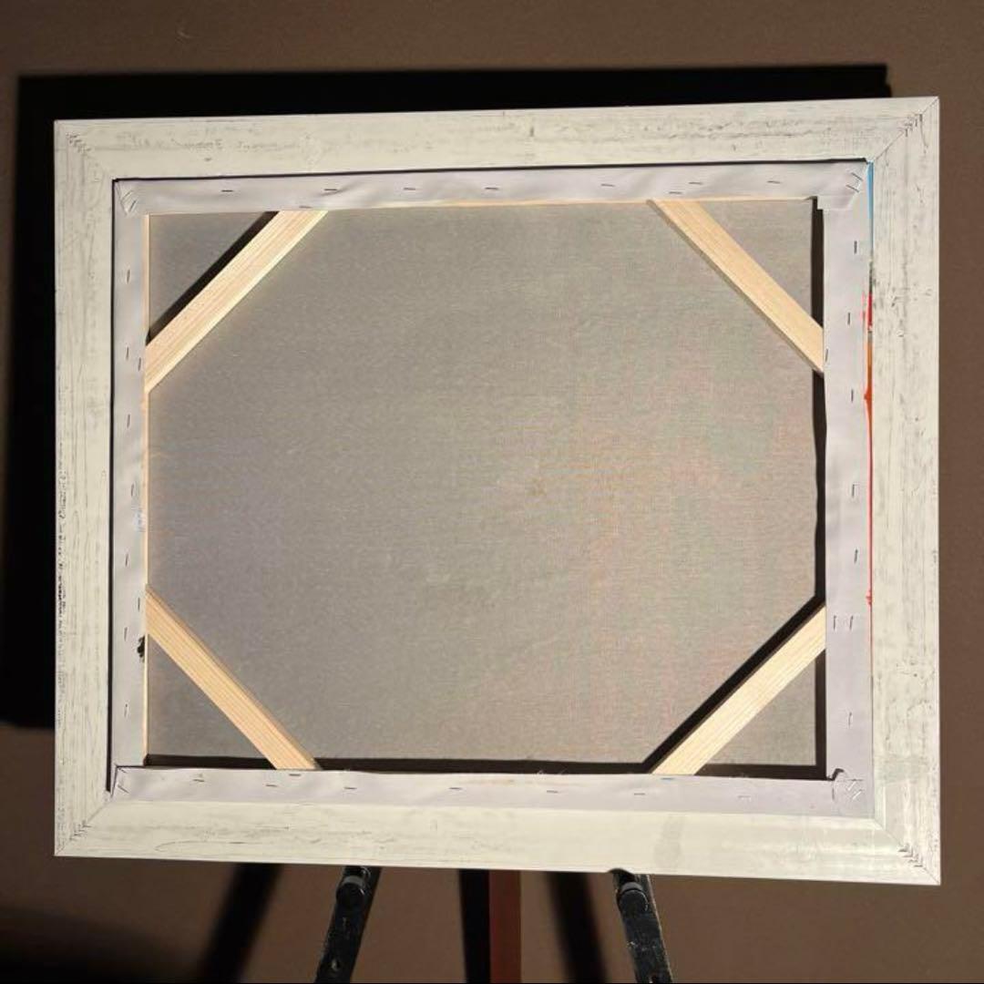 手書き油絵 地中海の風景 額付 絵画 インテリア 油彩画