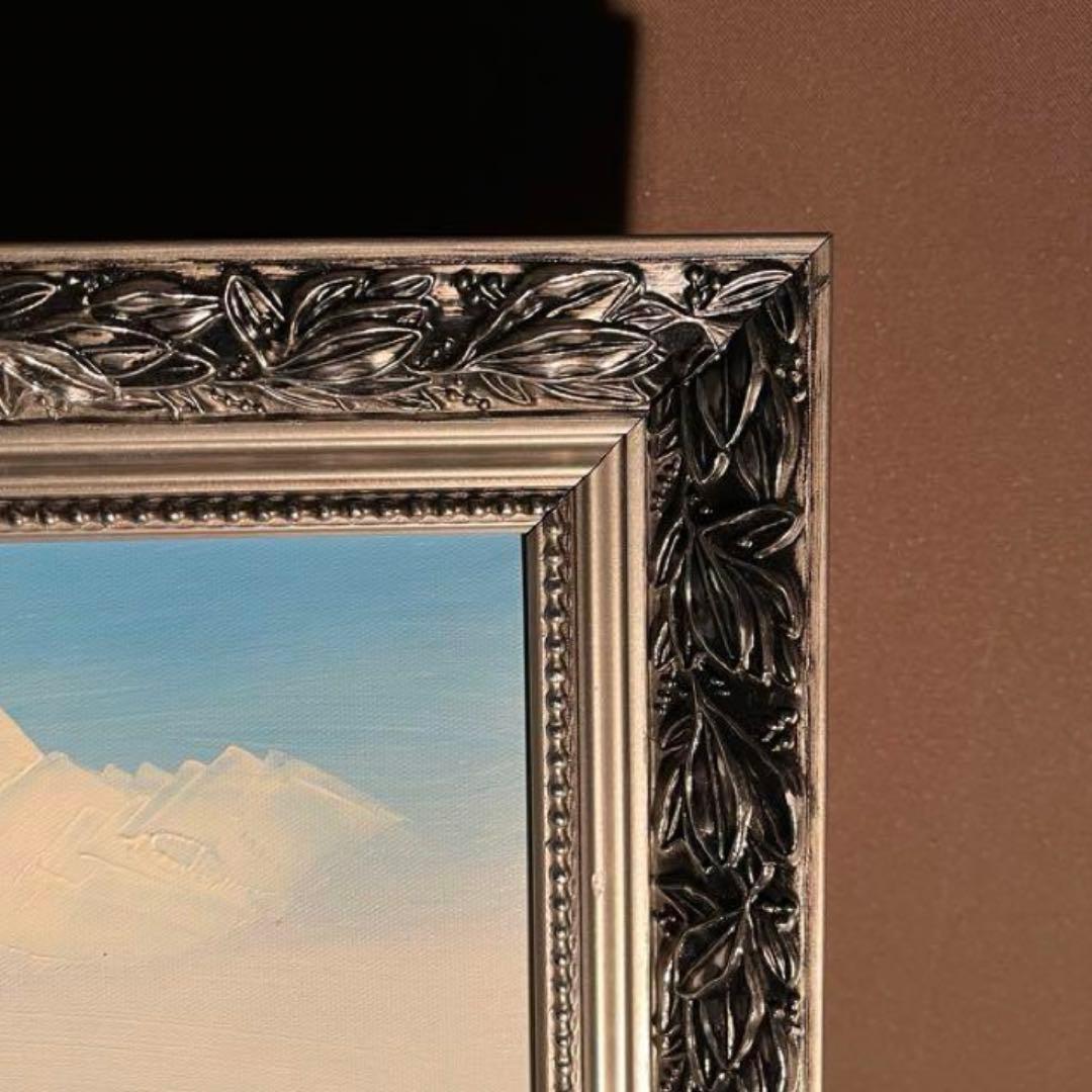 手書き油絵 地中海の風景 額付 絵画 インテリア 油彩画