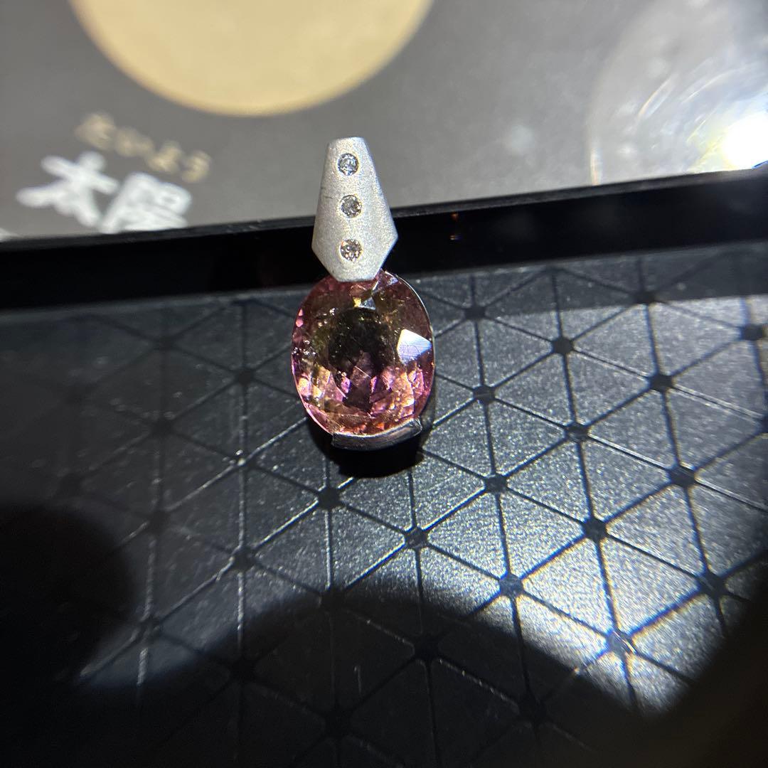 バイカラートルマリン　ペンダントトップ　3.8ct プラチナ　ダイヤ