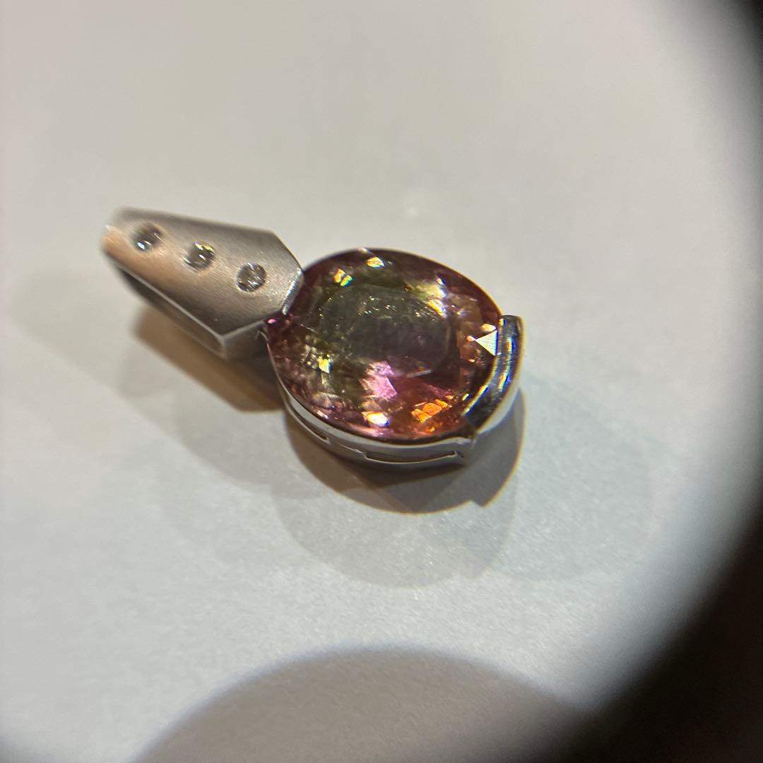 バイカラートルマリン　ペンダントトップ　3.8ct プラチナ　ダイヤ