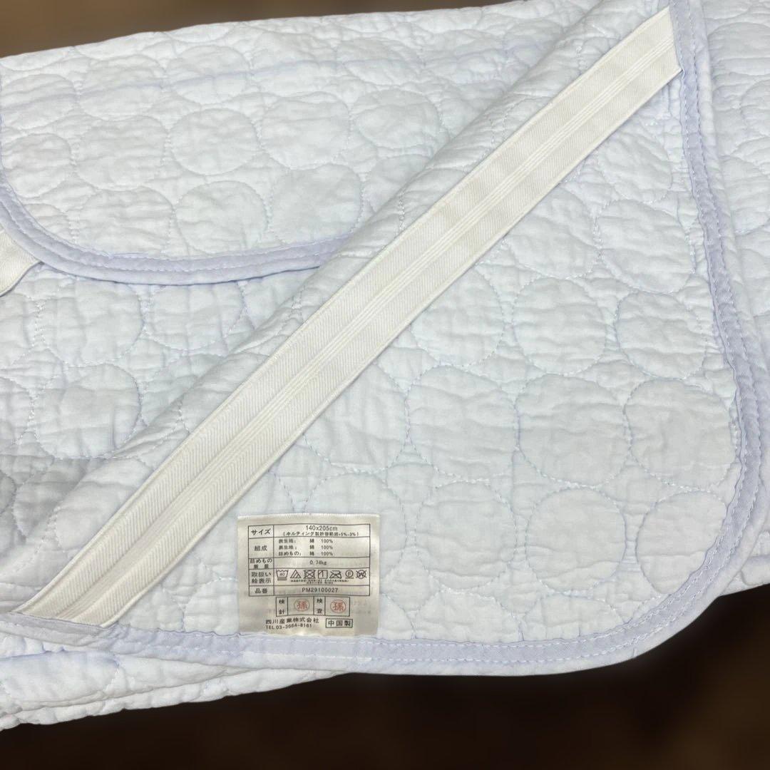 西川　3層脱脂綿パッドシーツ　すべて綿100% ダブル　敷きパッド　0.74