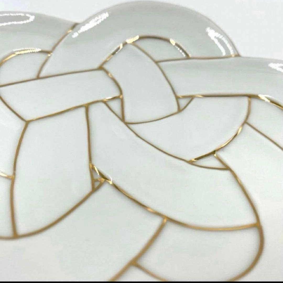 【新品】【大人気】有田焼田清窯　太白金線梅結び銘々皿　縁起物