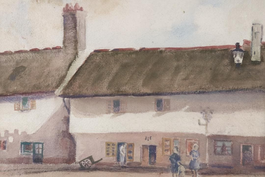 真作保証 三宅克己 風景画 水彩5号 タトウ箱 油彩技法を用いて水彩表現の開拓者