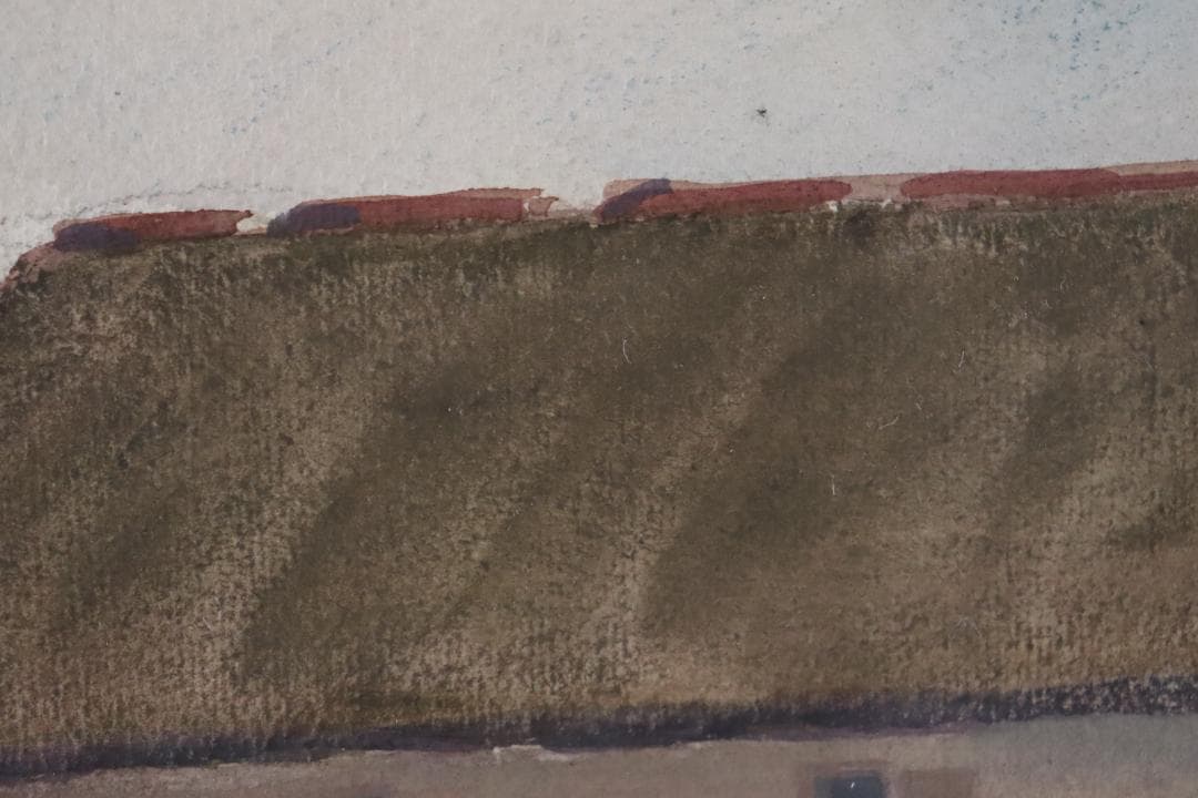 真作保証 三宅克己 風景画 水彩5号 タトウ箱 油彩技法を用いて水彩表現の開拓者