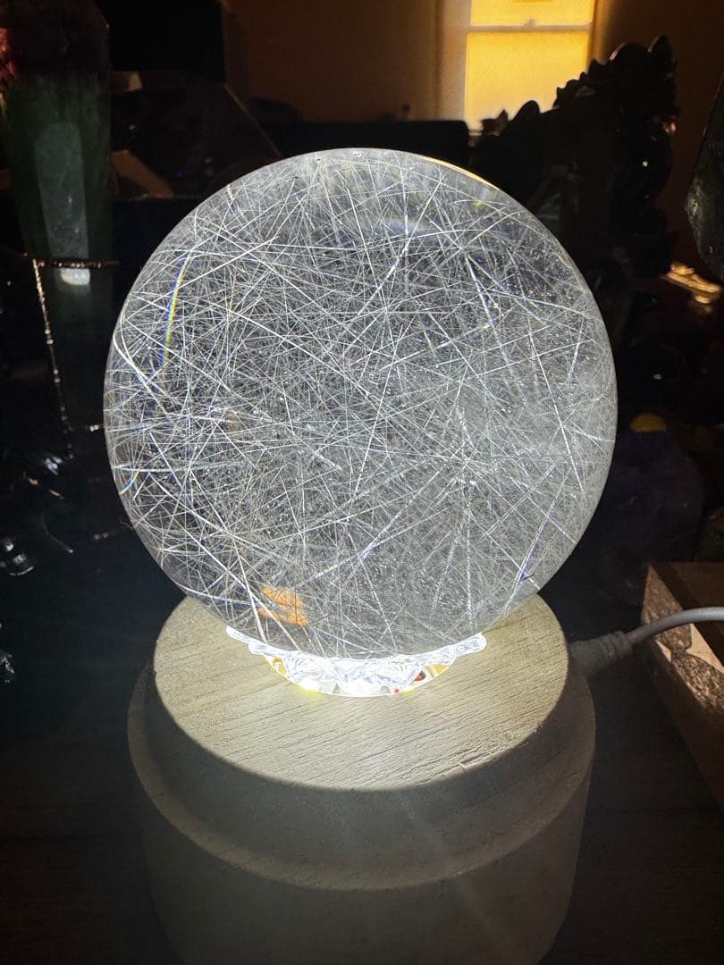 【コレクション】天然水晶 シルバールチルクォーツ 丸玉 7.8cm