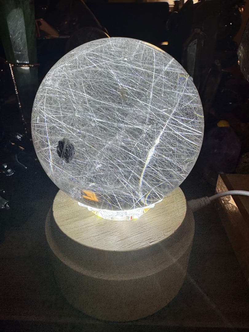 【コレクション】天然水晶 シルバールチルクォーツ 丸玉 7.8cm