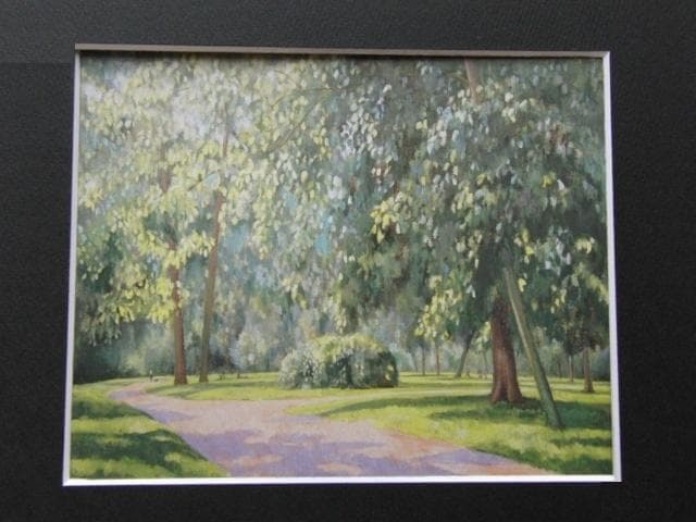 入江観、【森の夏の日】、希少な大判額装用画集より、美品、日本人画家