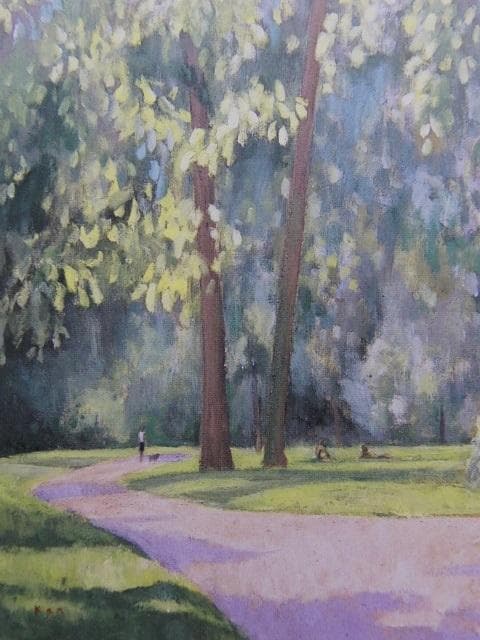 入江観、【森の夏の日】、希少な大判額装用画集より、美品、日本人画家