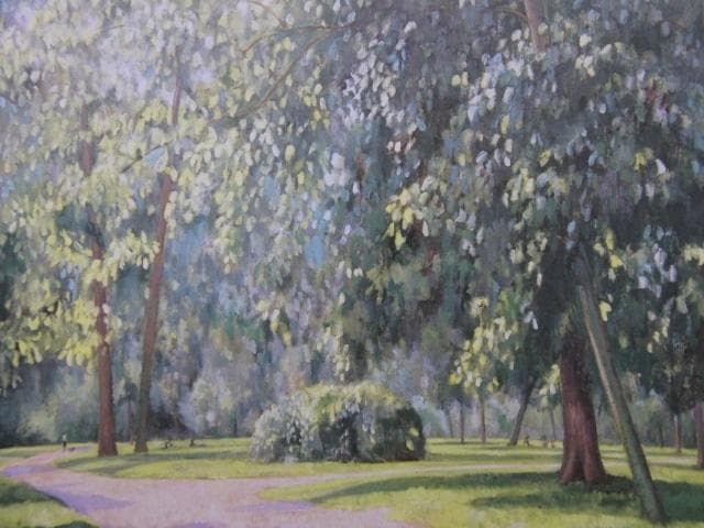 入江観、【森の夏の日】、希少な大判額装用画集より、美品、日本人画家