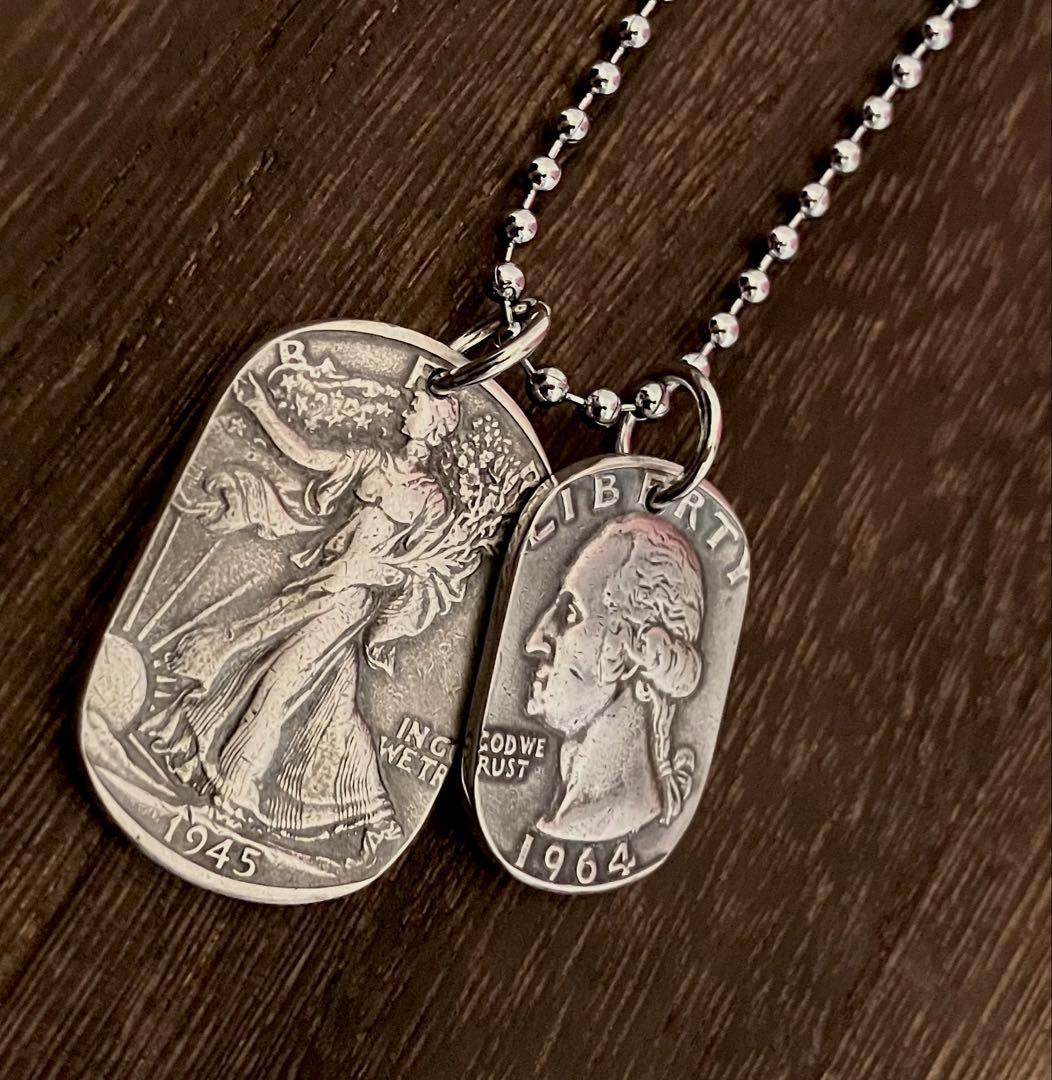 USAビンテージ銀貨　ドッグタグネックレス