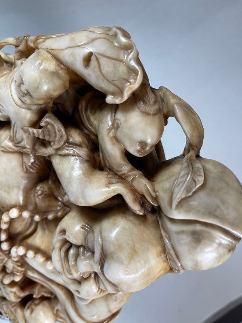 超大寿山石彫 仏教七福神13:6kg 極細工 細密彫刻骨董品天然古玩 仏教美術品