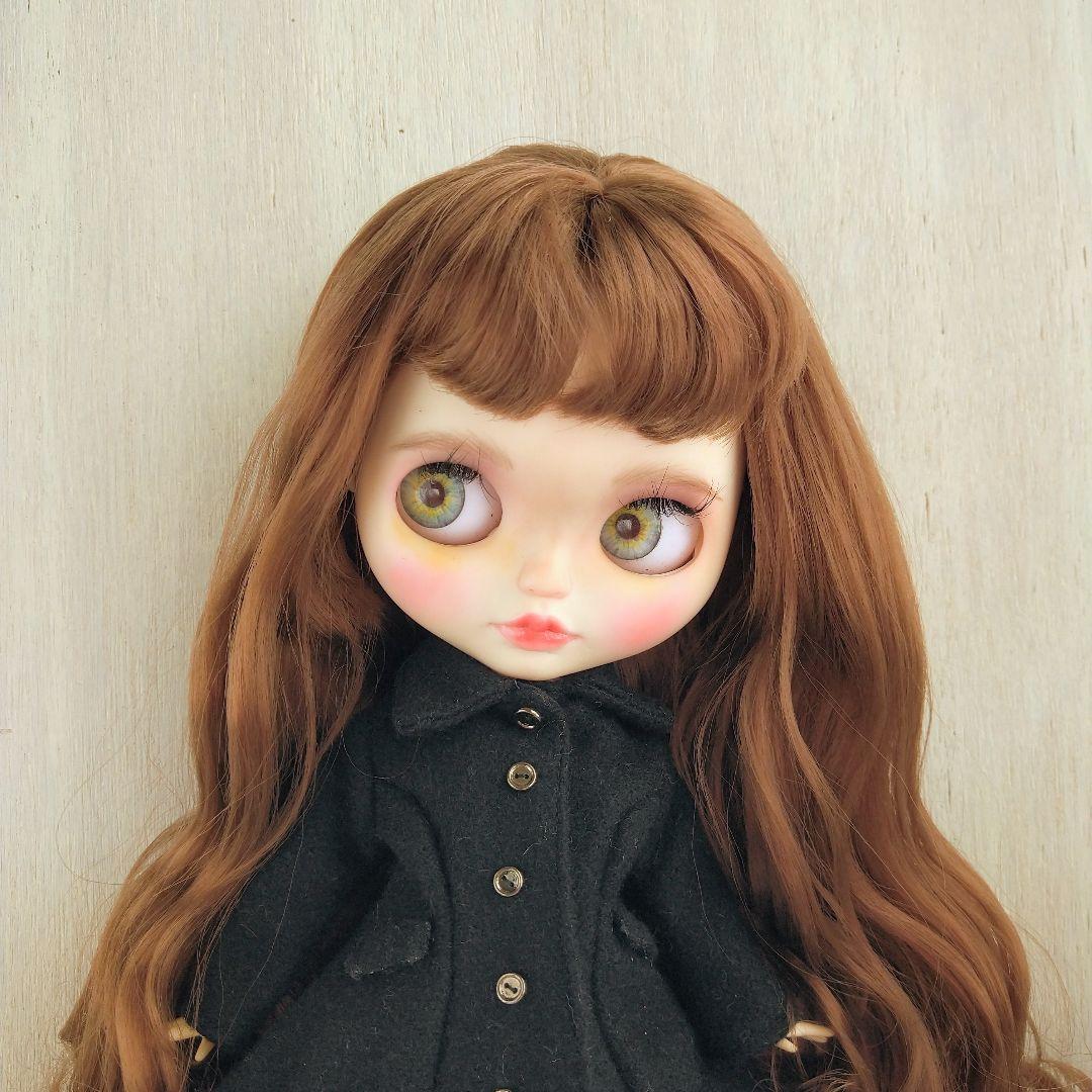 812※ウール素材の黒のフレアロングコート※ブライスアウトフィット※1/6ドール