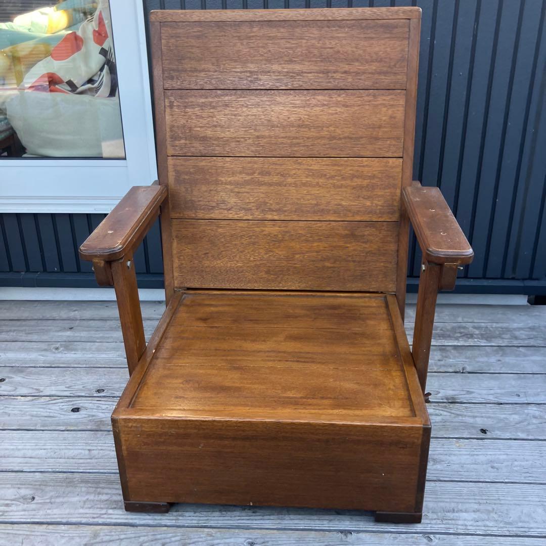 北欧レトロ カントリー 木製アームチェア リクライニングベンチ 一人掛けソファー