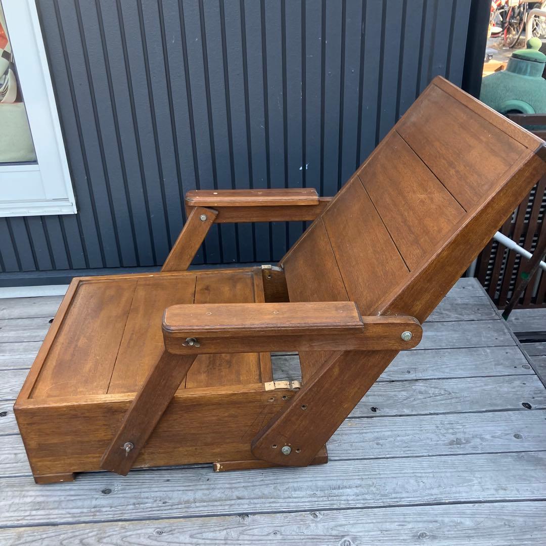 北欧レトロ カントリー 木製アームチェア リクライニングベンチ 一人掛けソファー