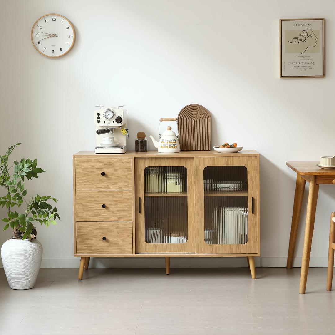 キャビネット　サイドボード　扉付き　引き出し付き　リビング収納　NATURAL