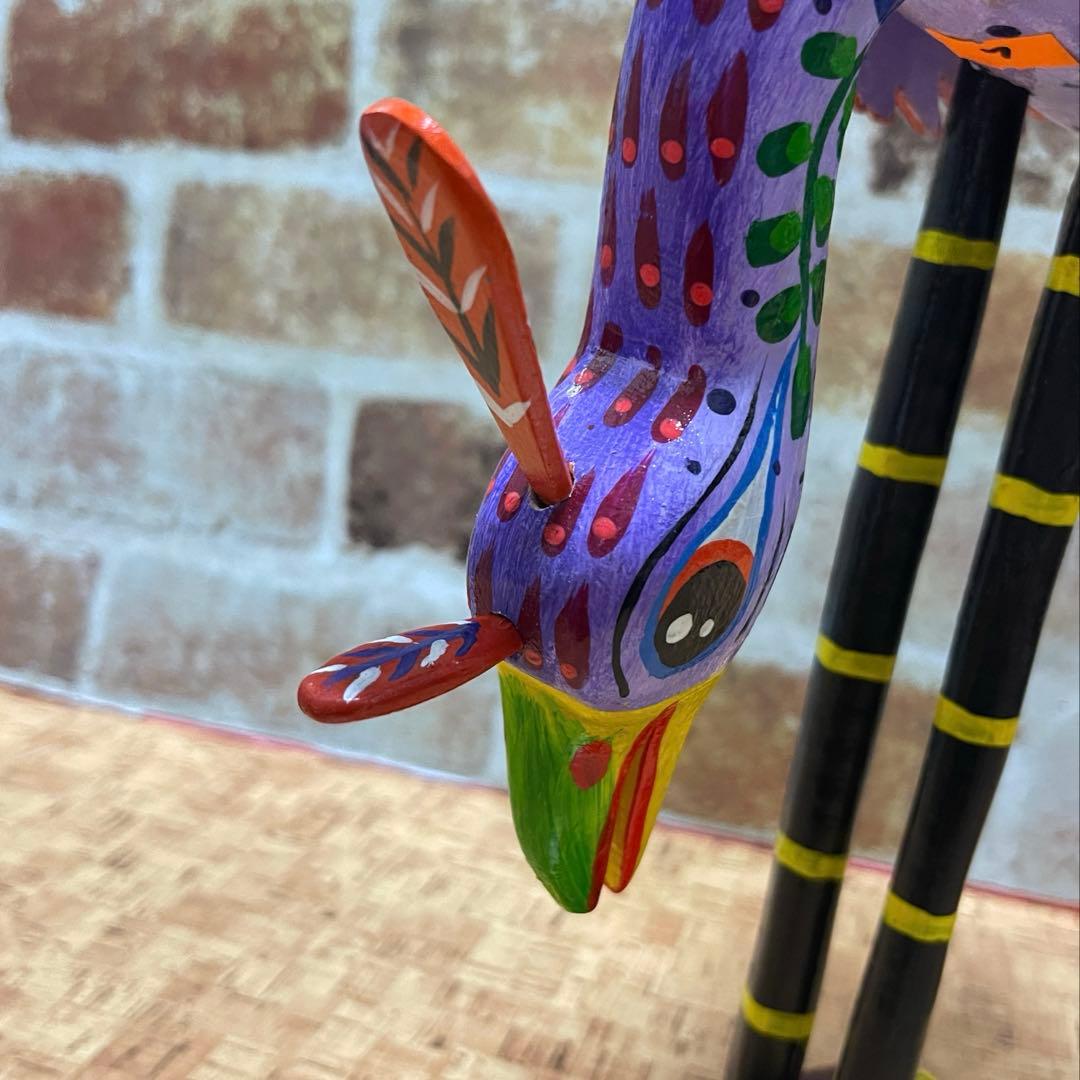 メキシコ　木工芸品　アレブリヘス クジャク
