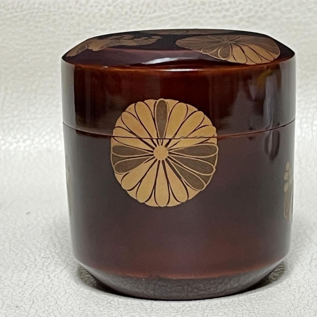 中村宗哲 菊桐蒔絵 溜塗 吹雪棗 識箱 花押 木製 棗 雪吹棗 雪吹茶器