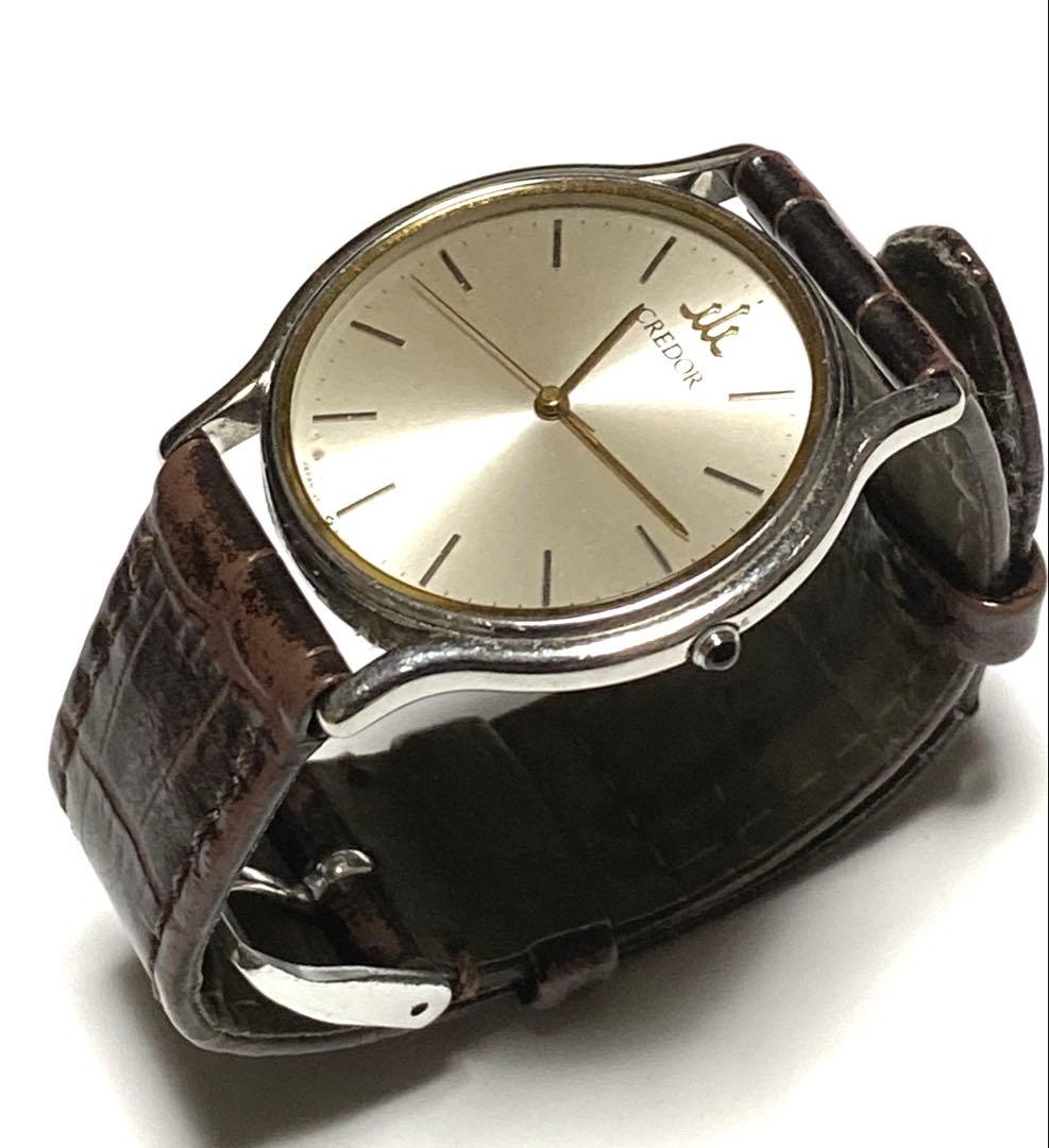【美品】高級SEIKO CREDORメンズ腕時計シルバー/ゴールド