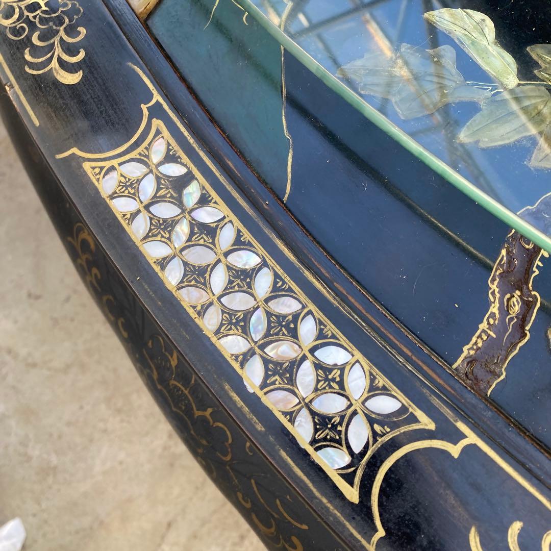 引き取り限定 中国美術 螺鈿 天然木漆器の テーブル 応接テーブル 埼玉県川越市