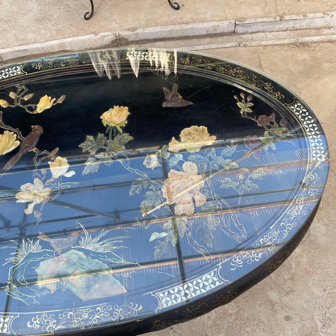 引き取り限定 中国美術 螺鈿 天然木漆器の テーブル 応接テーブル 埼玉県川越市