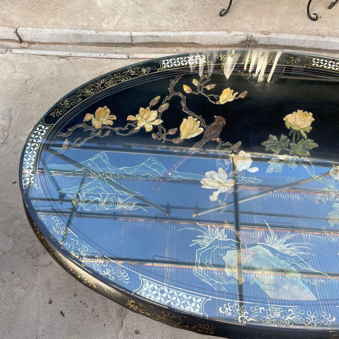 引き取り限定 中国美術 螺鈿 天然木漆器の テーブル 応接テーブル 埼玉県川越市