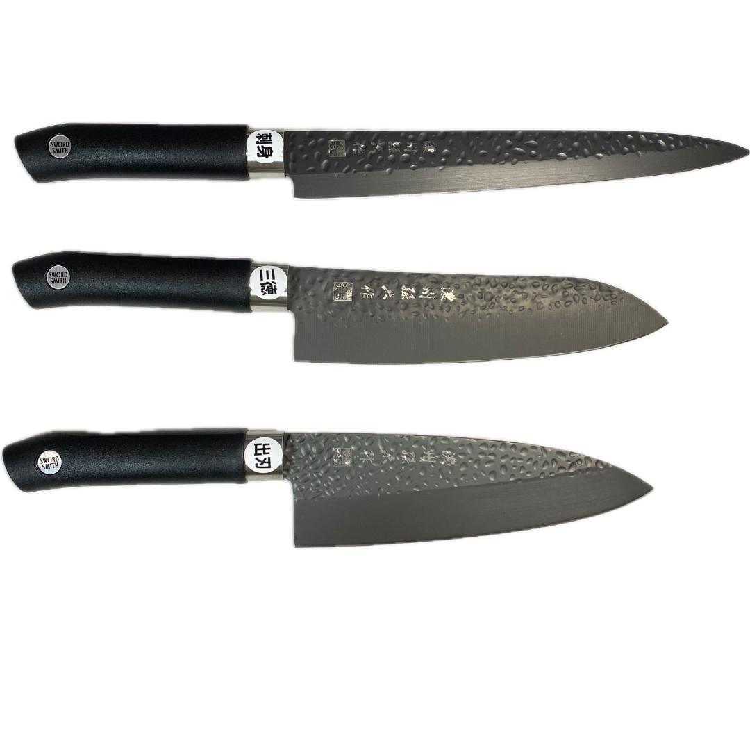 新品♪【関の刃物】 佐竹産業 濃州孫六作 黒打和包丁3本セット