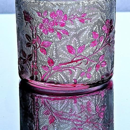 花のオールドバカラ エグランチエの小物入れ【1916年カタログ】ピンク