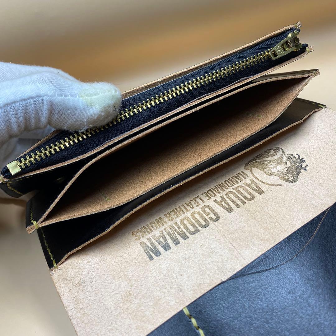 【無骨 茶芯】手染め 丘染め トラッカーウォレット 3層マチ 職人仕上げ 真鍮