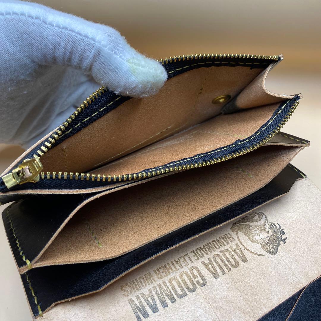 【無骨 茶芯】手染め 丘染め トラッカーウォレット 3層マチ 職人仕上げ 真鍮