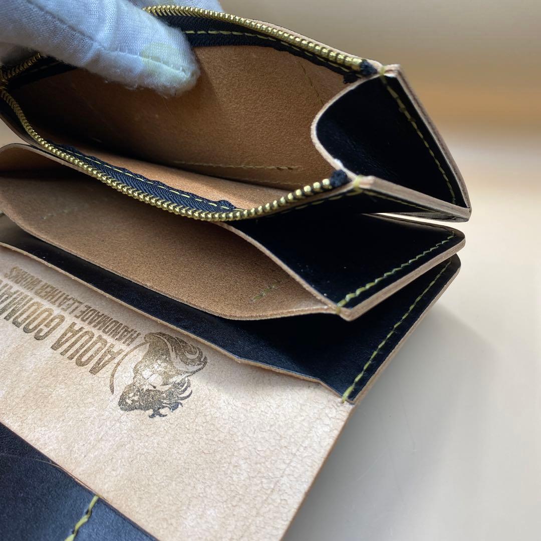 【無骨 茶芯】手染め 丘染め トラッカーウォレット 3層マチ 職人仕上げ 真鍮