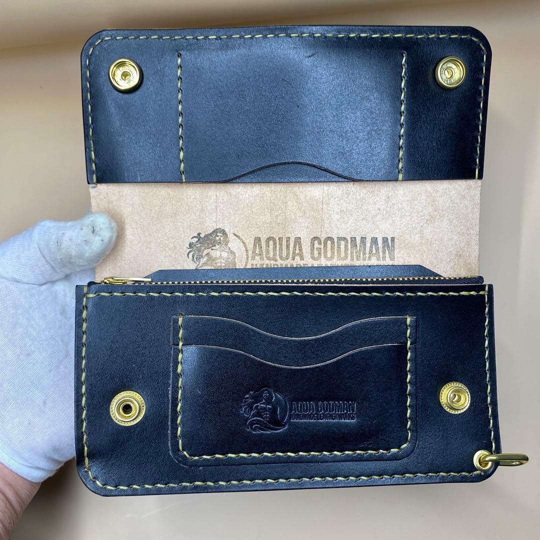 【無骨 茶芯】手染め 丘染め トラッカーウォレット 3層マチ 職人仕上げ 真鍮