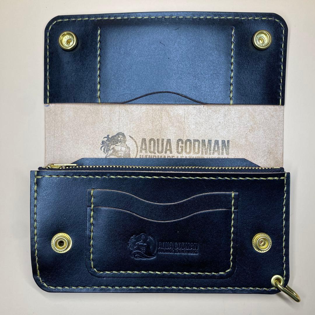 【無骨 茶芯】手染め 丘染め トラッカーウォレット 3層マチ 職人仕上げ 真鍮