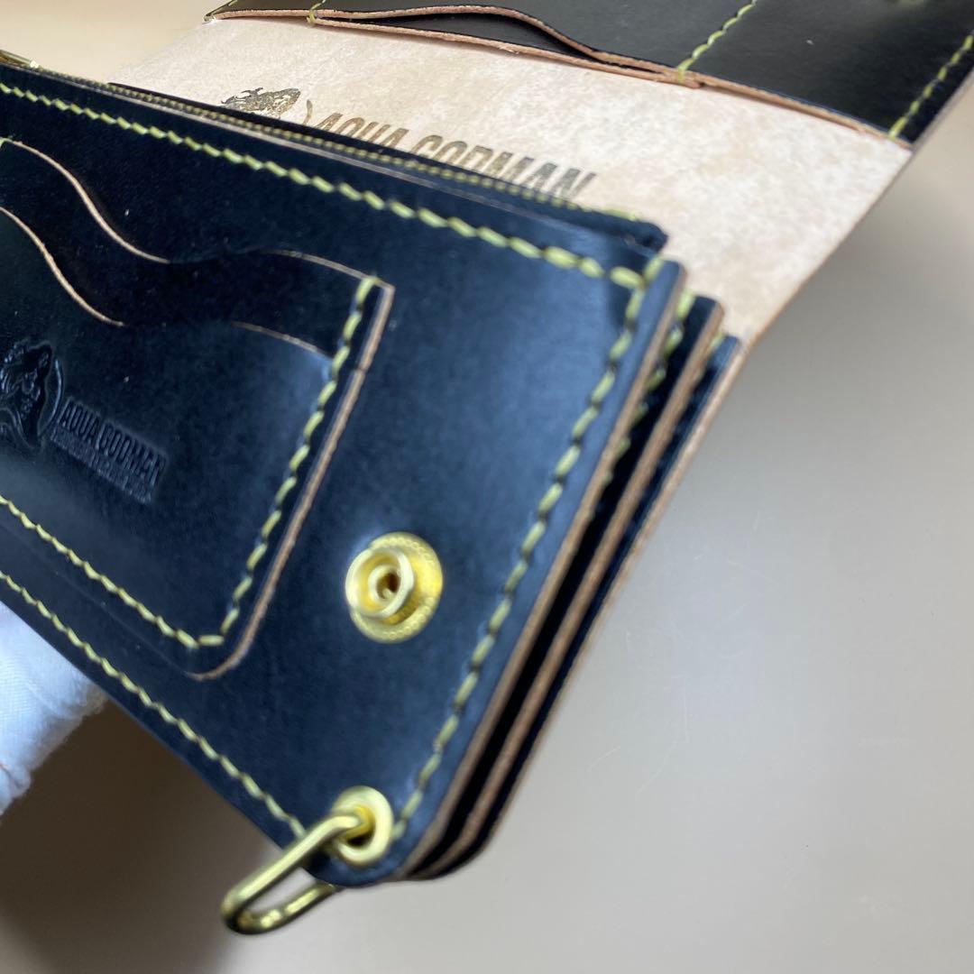 【無骨 茶芯】手染め 丘染め トラッカーウォレット 3層マチ 職人仕上げ 真鍮